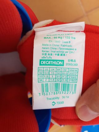 Patines OXELO Decathlon T32-34 bolsa y proteccione