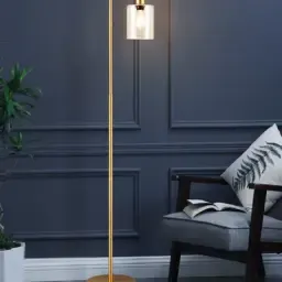 Lámpara de pie LED industrial negra-dorada 160cm