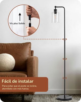 Lámpara de pie LED industrial negra-dorada 160cm