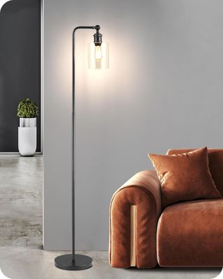 Lámpara de pie LED industrial negra-dorada 160cm