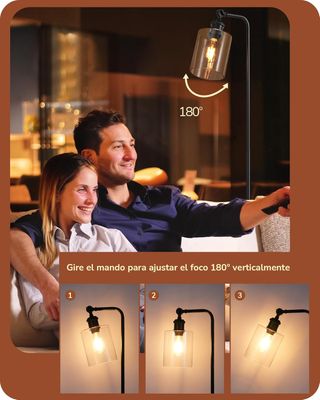 Lámpara de pie LED industrial negra-dorada 160cm