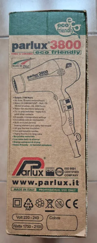 Secador Parlux 3800 Eco-Friendly Rojo