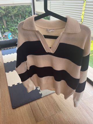 Jersey rayas beige-negro, talla M