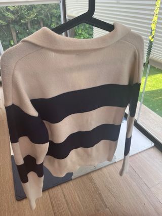Jersey rayas beige-negro, talla M