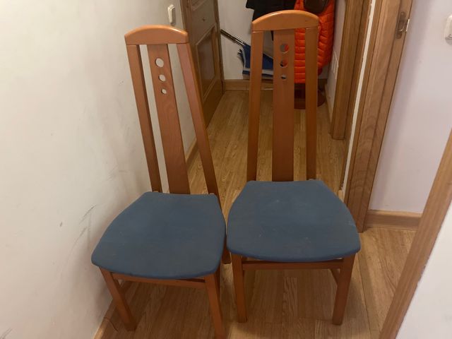 2 Sillas comedor madera azul