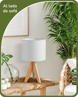 Juego 2 lámparas mesa led madera y lino vintage