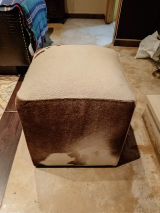 Puff piel potro - blanco y marrón