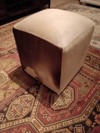 Puff piel potro - blanco y marrón