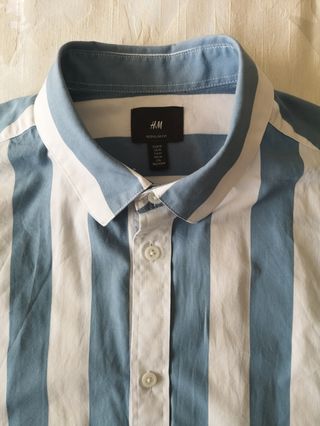 Camisa H&M rayas azul-blanca M