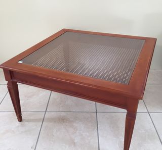 Mesa centro madera cristal marrón