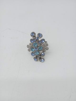 Anillo bisutería azul plata