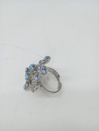 Anillo bisutería azul plata
