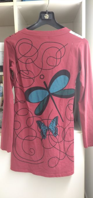 Vestido algodón burdeos estampado