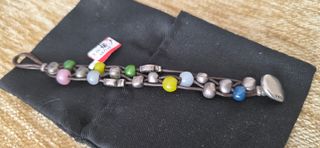 Pulsera plata multicolor