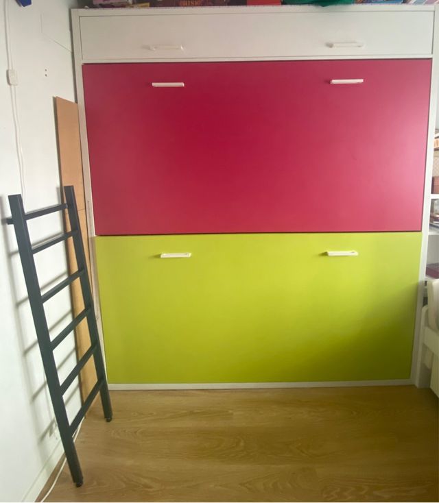 Litera abatible Mobel6000 90x190/200- Rosa y Verde