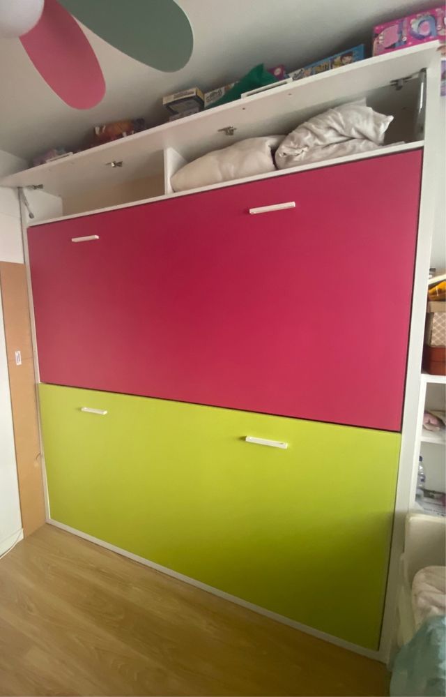 Litera abatible Mobel6000 90x190/200- Rosa y Verde
