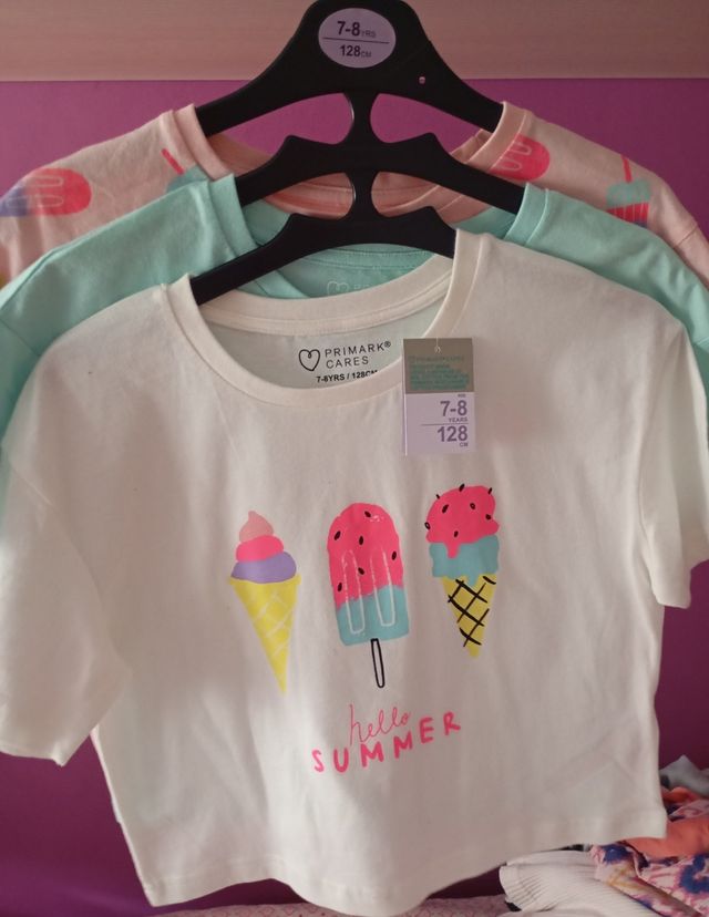 3 Camisetas Primark niña 7-8 años