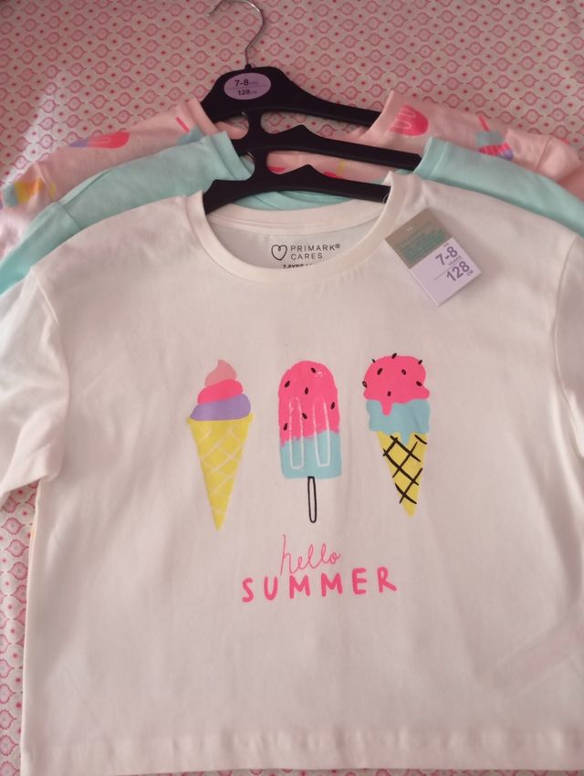3 Camisetas Primark niña 7-8 años