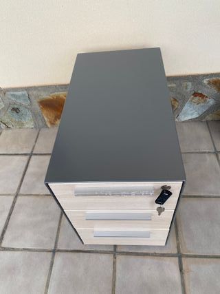 Cajonera 3 cajones - Madera y metal con ruedas