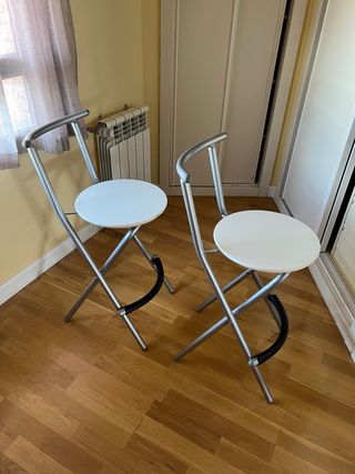 2 Taburetes plegables metal blanco