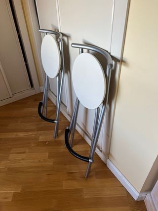 2 Taburetes plegables metal blanco