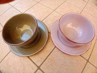 Set 2 ciotole ceramiche con piatto 