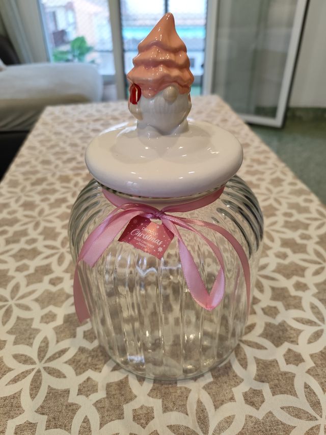 Tarro Galletas Navidad - Cristal Rosa