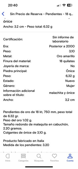 Pendientes oro 18k - Malaquita-Ónice