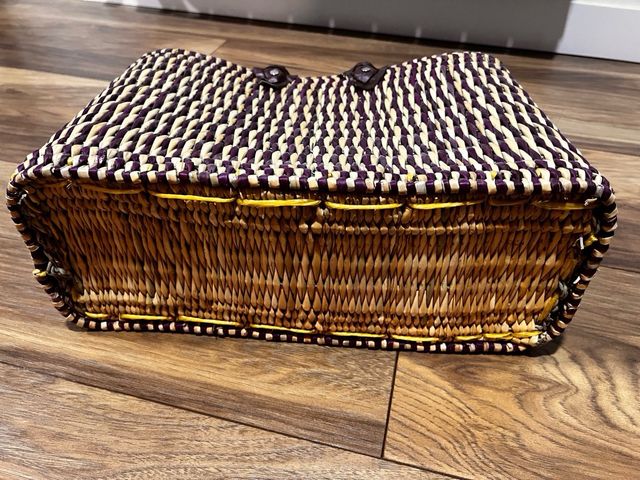 Bolso - cesta mimbre color natural y rosa