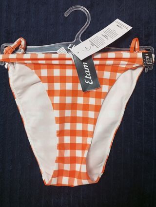 Bikini Etam cuadros naranja-blanco