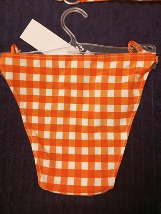 Bikini Etam cuadros naranja-blanco