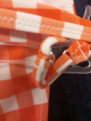 Bikini Etam cuadros naranja-blanco