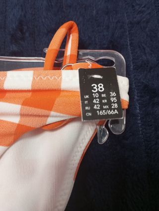 Bikini Etam cuadros naranja-blanco