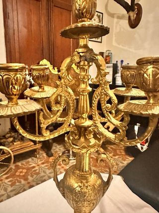 Candelabro bronce barroco antiguo