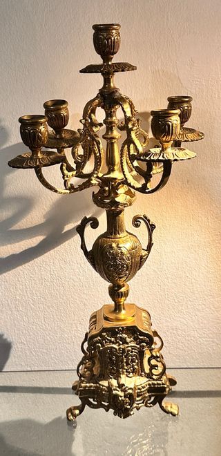 Candelabro bronce barroco antiguo