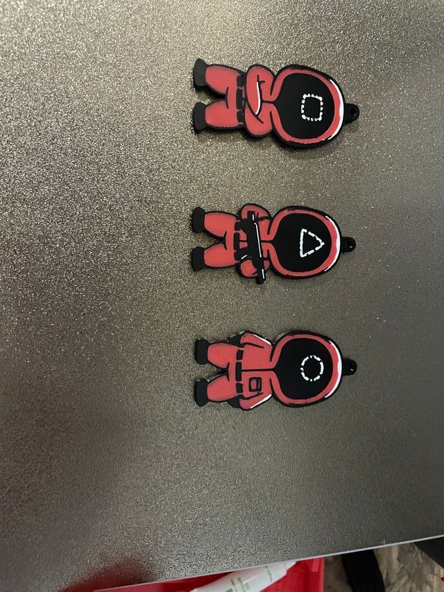 Portachiavi Squid Game stampati in 3d in pla 