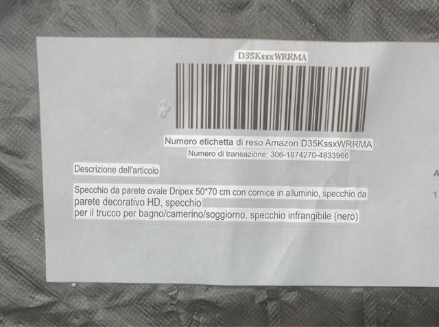 Specchio ovale bianco 50x70 cm