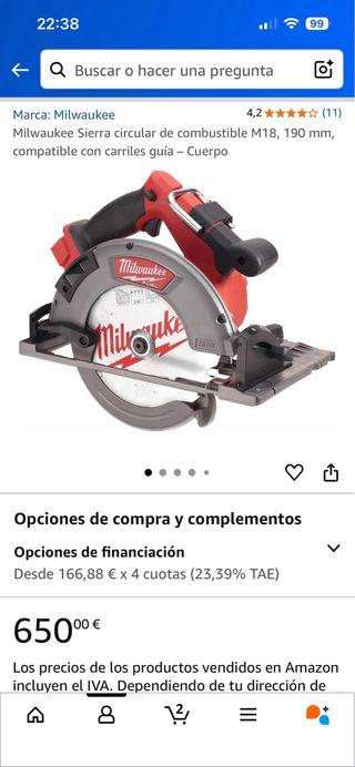 Sierra circular para carril guia Milwaukee M18