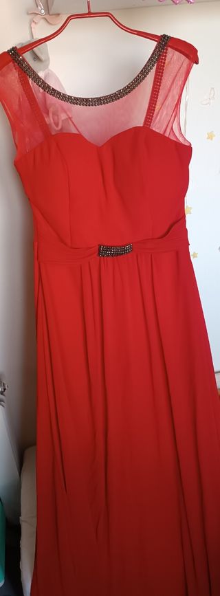 Vestido fiesta rojo largo