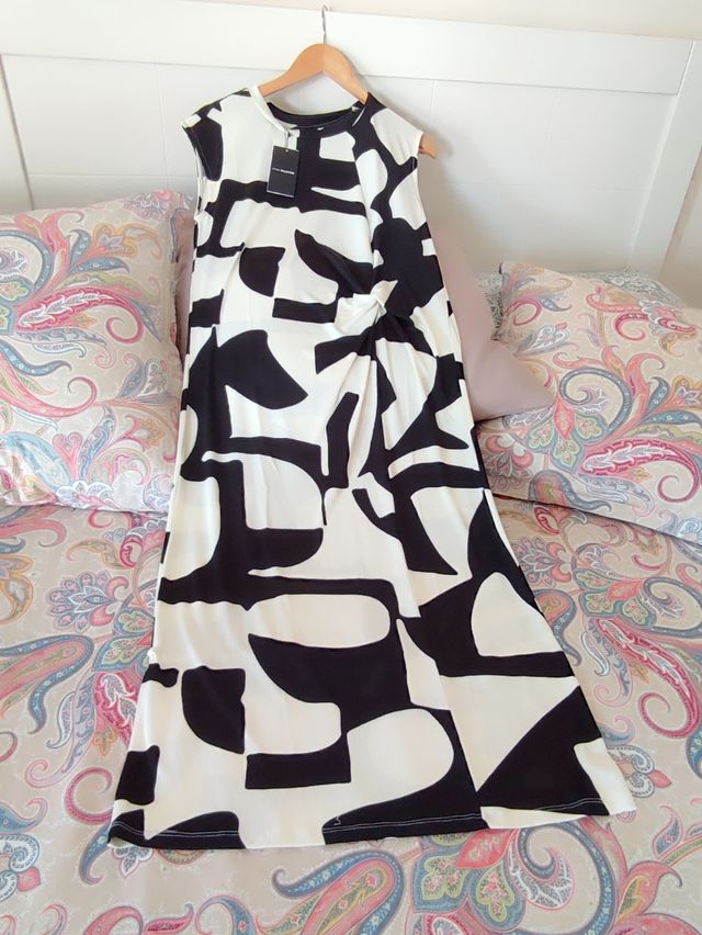 Vestido rgo blancoly negr, S, Sfera,con etiqueta