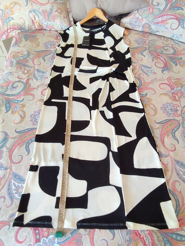 Vestido rgo blancoly negr, S, Sfera,con etiqueta