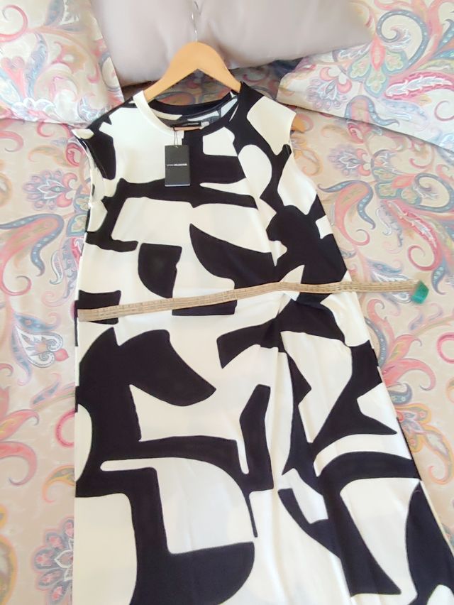 Vestido rgo blancoly negr, S, Sfera,con etiqueta