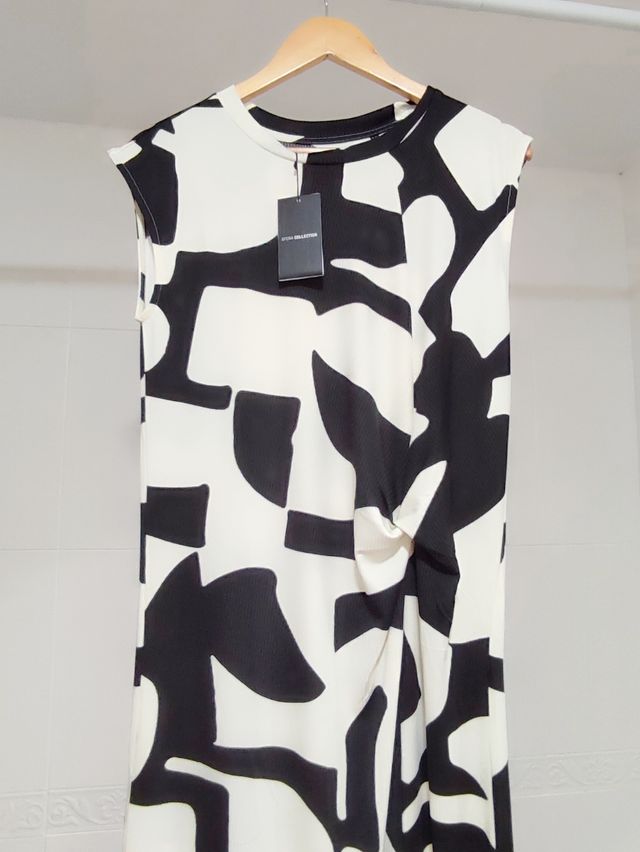 Vestido rgo blancoly negr, S, Sfera,con etiqueta