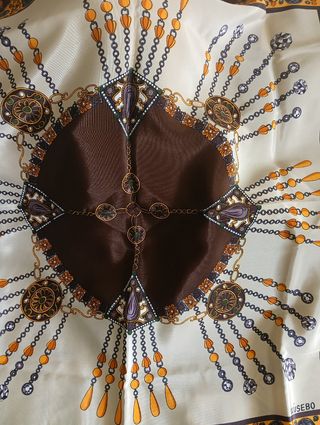 Foulard seta beige e marrone