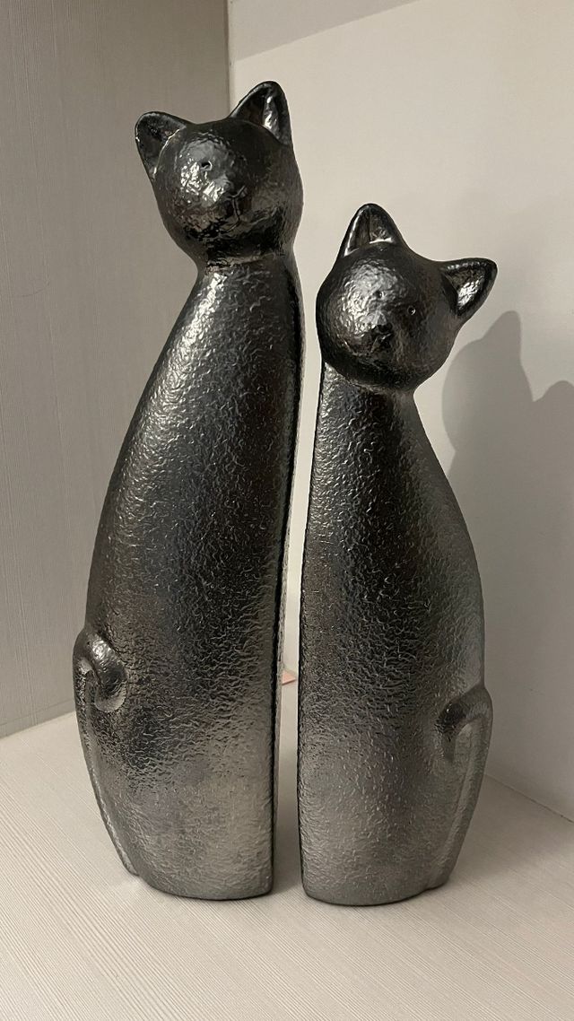 2 Gatos Decorativos Plata