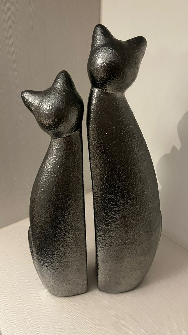 2 Gatos Decorativos Plata