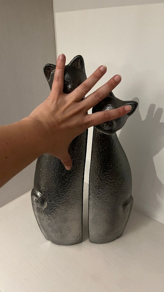 2 Gatos Decorativos Plata