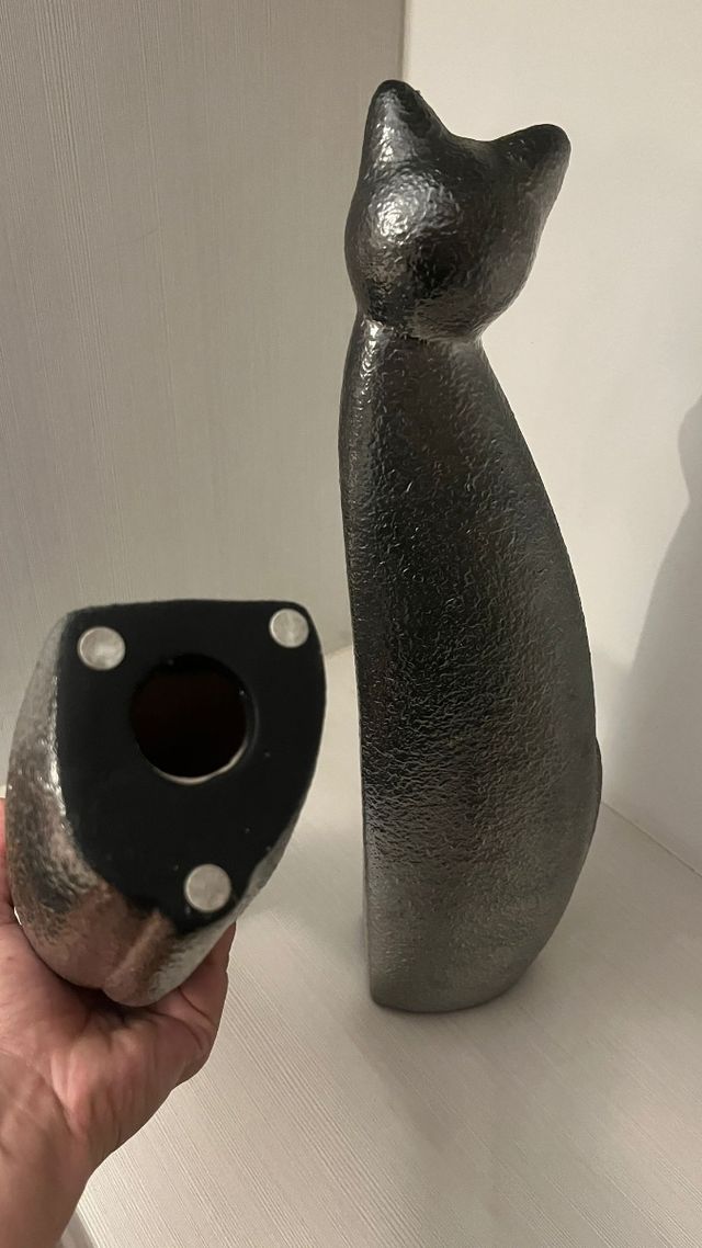 2 Gatos Decorativos Plata