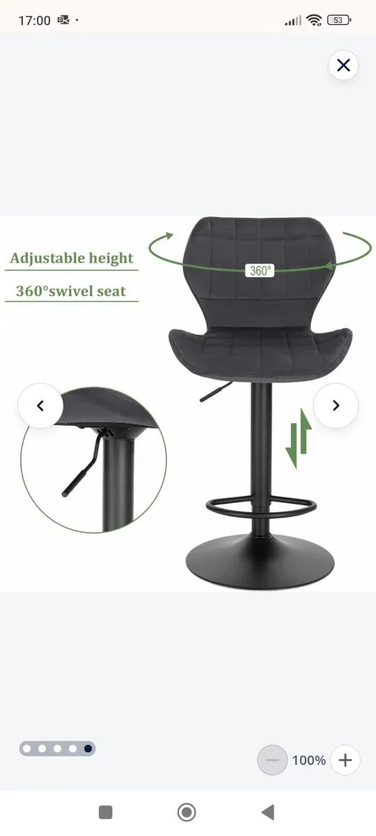 ✅Taburete bar cocina negro terciopelo nuevo