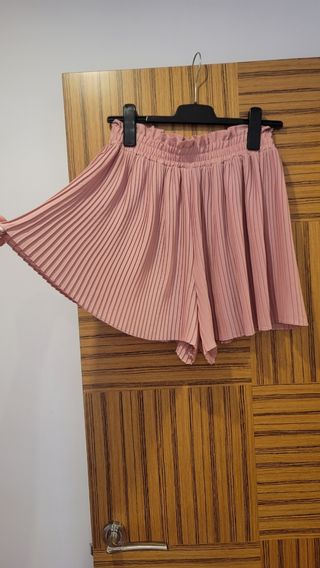 Shorts plisados Zara rosa palo